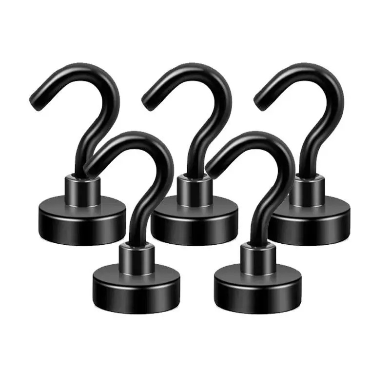 Magnetic Hook, 5 Counts Strong Magnetic Hook, Wall Mounted Magnetic Hook, Key Hook, Kitchen Refrigerator Bathroom Office Storage Hook