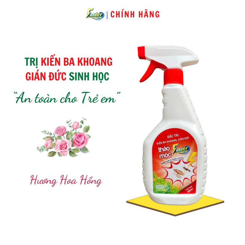 Bình Xịt kiến Ba Khoang, gián Đức hương hoa hồng, chính hãng, Faster 500ml