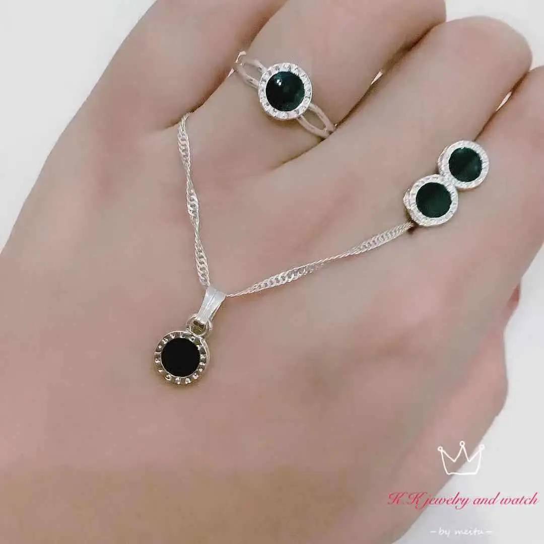 925 Silver 3in1 Set for Women (Ring Size Adjustable) Fashion Girls Accessories Bracelet