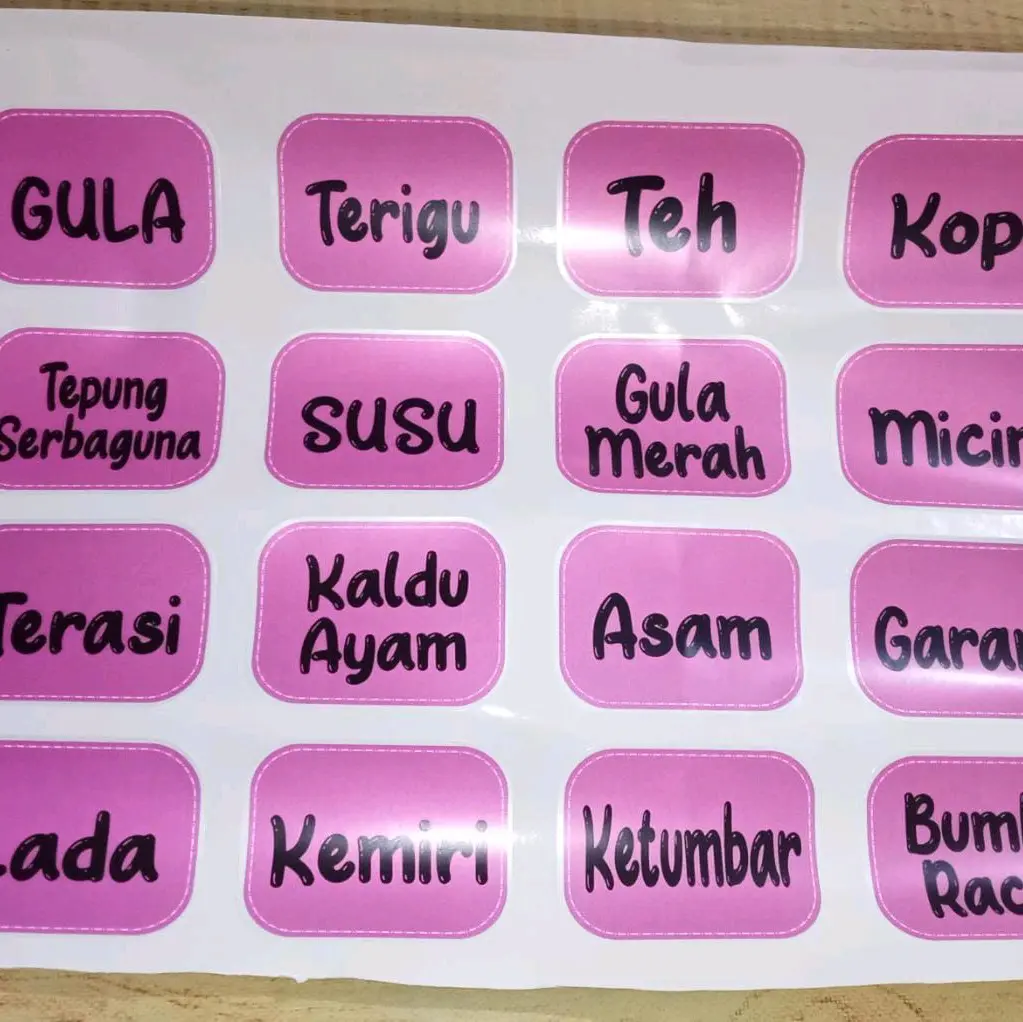 Stiker Bumbu Dapur Tahan Air dan minyak