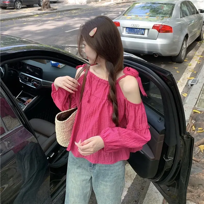 Áo babydoll hở vai tay phồng dài bánh bèo Lumii