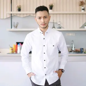 KEMEJA CASUAL LENGAN PANJANG WARNA PUTIH GREAT A PREMIUM Fit Nyaman Pria Slim