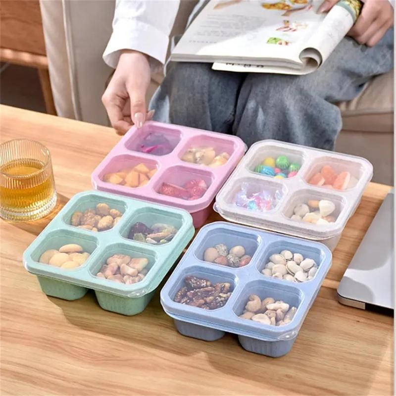 1 Piece Candy Dried Fruit Bento Snack Box, Dried Candy Snack Boxes with 4  Compartment, Multi Grid Lunch Storage Container with Lid, Chips Chocolate  Pickle Box, Portable Lunch Boxes for Home Kitchen