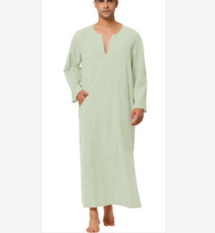 Product Introduction of 2024 Discount Fashion Hot Style Arabic Style Simple Long Men's Muslim Robe Men's 4