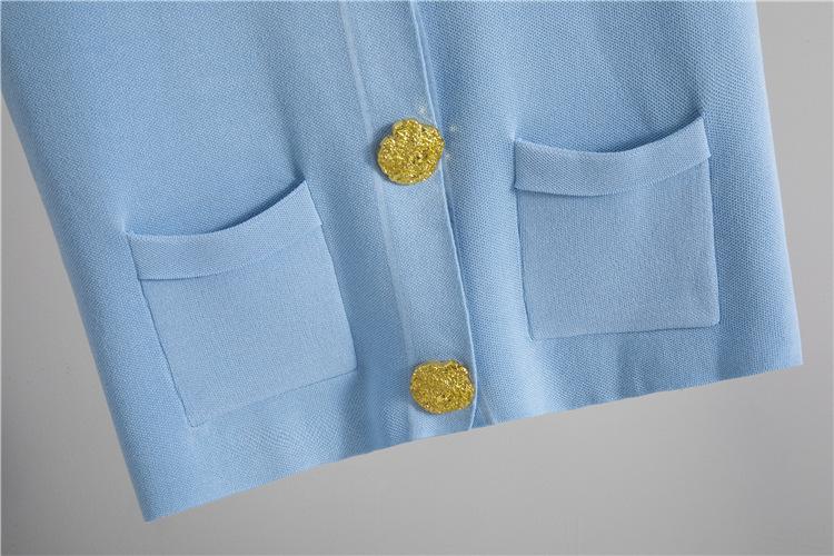 Product Introduction of New summer women's wear in 2025: a fashionable set consisting of a knitted vest with golden buttons and a midi skirt, and a homewear package. Clothes Womenswear 9
