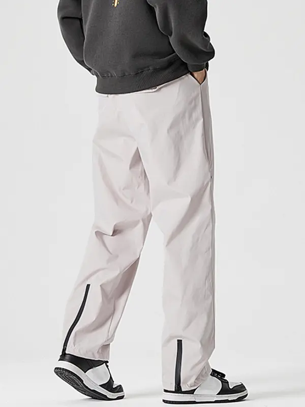 Men's Solid Color Straight Leg Workwear Pants, Regular Fit Casual Comfy Wide Leg Trousers for Daily Wear, Men's Bottoms for All Seasons 5
