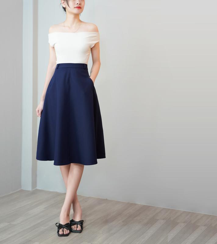  CVX- 47 CHÂN VÁY XOÈ CẠP ĐỈA BỔ CƠI   TÚI THẬT  AN VÁY CHÂN VÁY CÔNG SỞ 2 LỚP QUA GỐI CÓ TÚI THẬT 