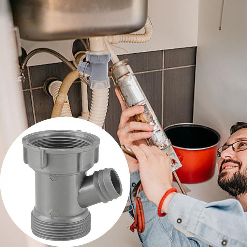 Product Introduction of 1/2Pcs New Y Shaped Sink Drain Pipe Adapter with Rubber Sheet Thread Sewer Branch Connector Three-way Hose Joint Kitchen Bathroom 18