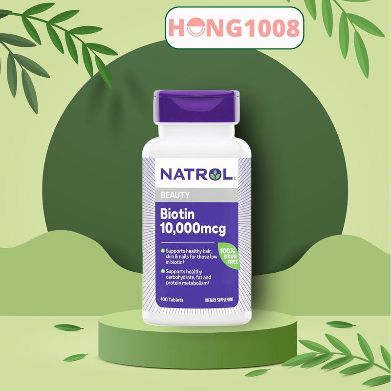 Nắp Vặn - Viên uống  Natrol Biotin 10000 Mcg 100 Viên Của Mỹ Biotin 10.000 mcg hong1008