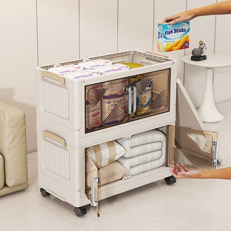 Product Introduction of Foldable Storage Cabinet, Multi-layer Dustproof Storage Box with Door, Multifunctional Storage Organizer for Living Room Bedroom Kitchen, Organization 6