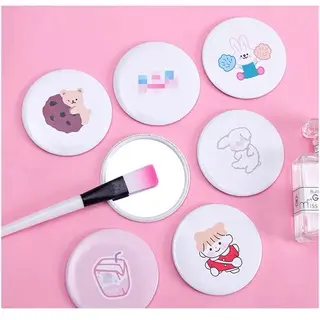 [Hàng mới về] Gương trang điểm mini hình tròn bằng kim loại họa tiết hoạt hình phong cách Hàn Quốc