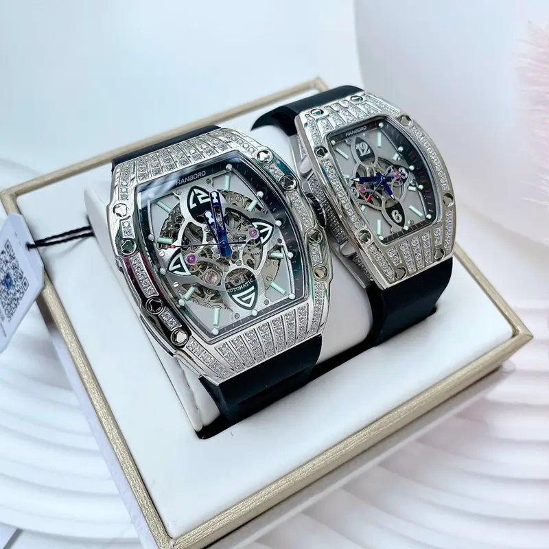 Đồng hồ cặp Hanboro chính hãng, Size nam 43mm-Nữ 31,5mm 0