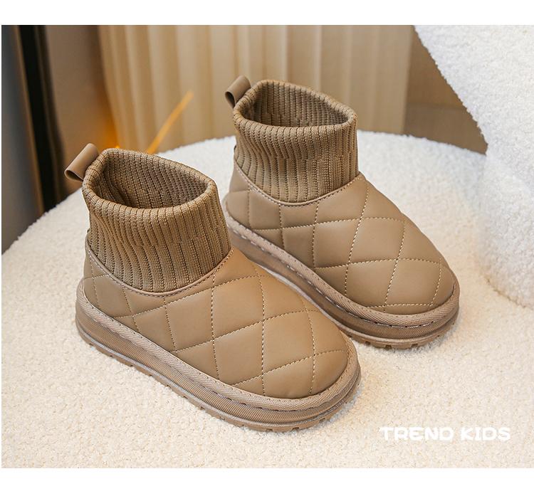 Product Introduction of Children's Boots Sock Style Snow Boots Girls Short Boots Kids Cute Sewing Autumn Winter New Warm Cotton Shoes for Boys Unisex PU 11