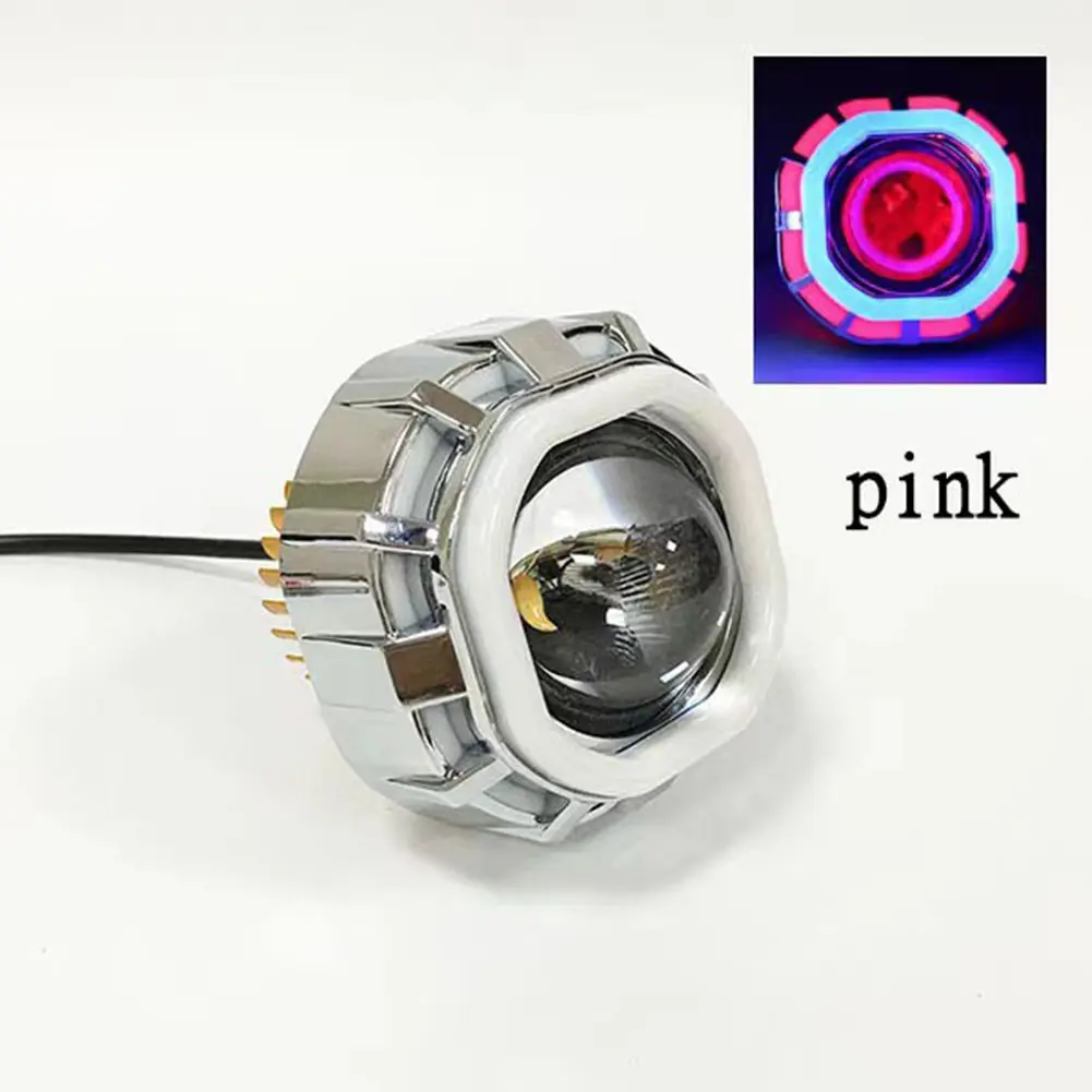 [IOKN NEW] Motorcycle Headlight Dual LED Angel Devil Eyes Headlight Projector Lens Strobe