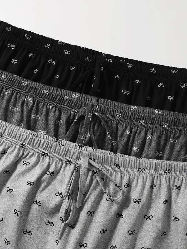 Plus Size Women's  All Over Bow Print Knot Front Elastic Waist Pajama Pants, Loose Casual Comfy Breathable Jogger Pants for Daily Home Wear, Women's Sleepwear for All Seasons 5