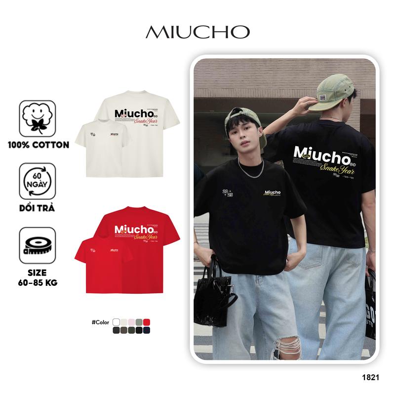  Áo phông tết form boxy local brand cổ tròn chất vải cotton 2c 250gsm 1821 Miucho Club in typography 