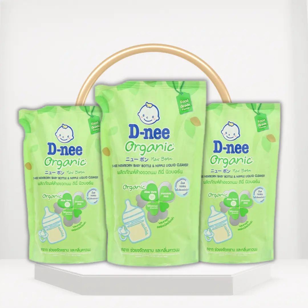 COMBO 3 Túi Nước Rửa Bình Sữa Dnee Organic Thái Lan 550ml Cho Bé