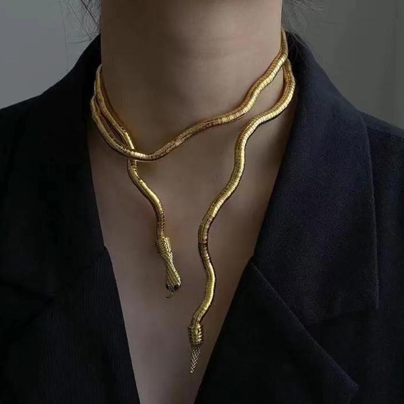 Product Introduction of Glexible Snake Bracelet for Women Bendable Snake Bracelet Snake Choker Medusa Necklace for Hollween Party 19