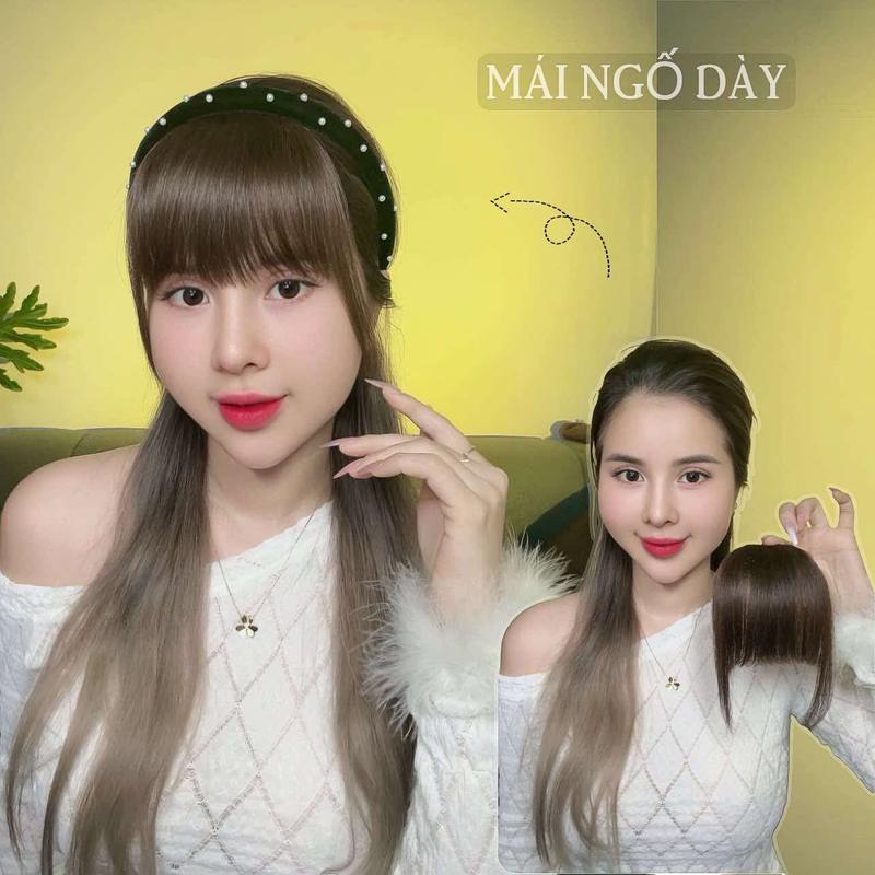 Tóc giả mái ngố dành cho nữ phom dày vừa giúp bạn gái thêm trẻ trung, xinh đẹp