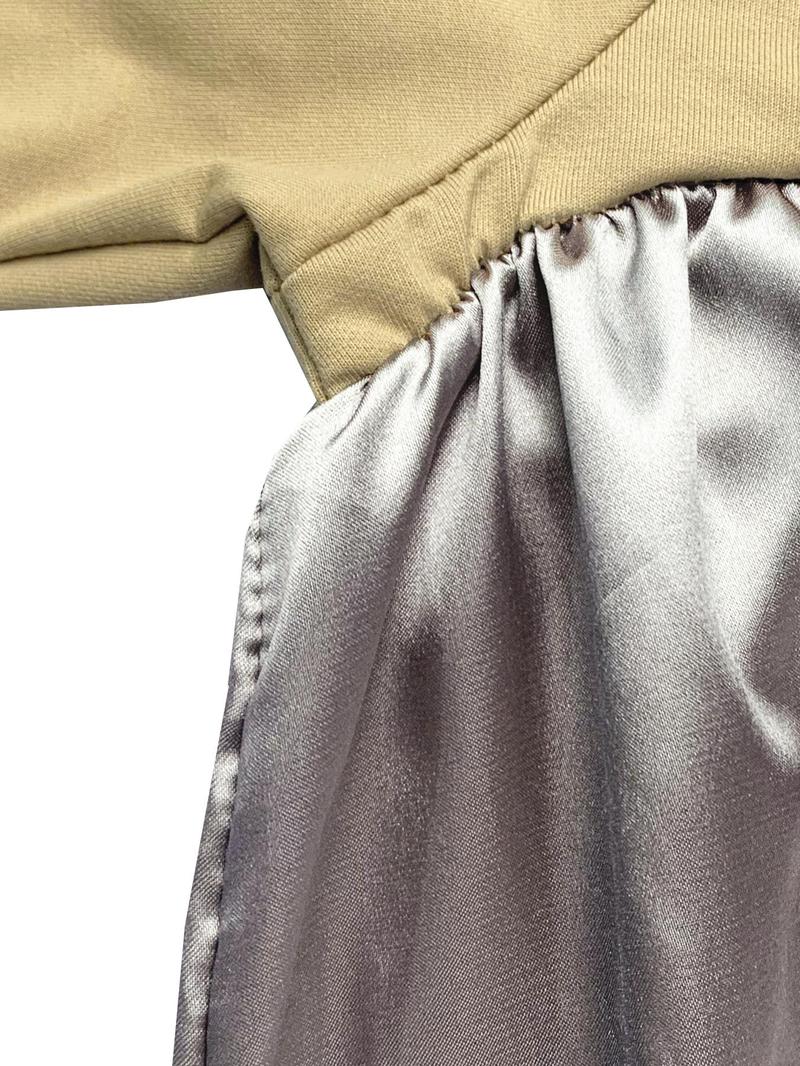 Product Introduction of 【Plus Size】 Solid Color Drawstring Hooded Dress, Casual Ruffle Hem Long Sleeve Dress for Fall & Winter, Women's Clothes for Daily Wear 8