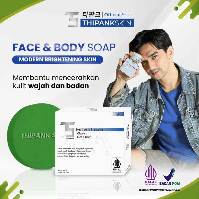 [ Paket 1 pcs ] Thipank Skin Face And Body Soap sabun pemutih/pemutih kulit pria/sabun pemutih seluruh tubuh/sabun pemutih wajah pria/ Membersihkan Memutihkan Mencerahkan Melembutkan Hitam Kering skincare cowok organik pelembab facial Pembersi 0