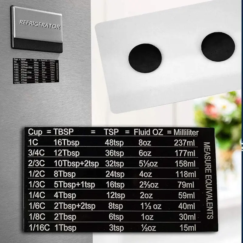 Magnetic Kitchen Conversion Chart, 1 Count Measurement Conversion Chart Magnet, Kitchen Accessories 3