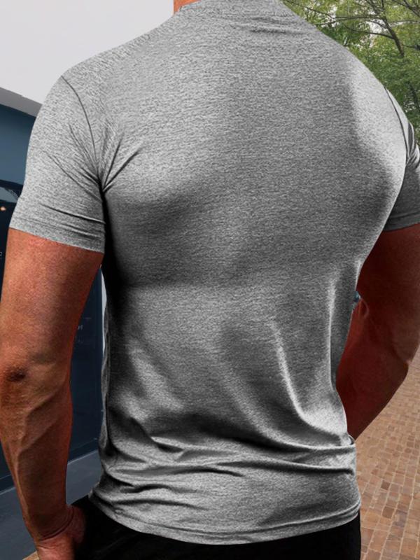 Men's Solid Round Neck Short Sleeve Tee, Regular Fit Casual Breathable Quick Drying Crew Neck T-Shirt for Summer, Fashion Men's Top for Daily Wear 5
