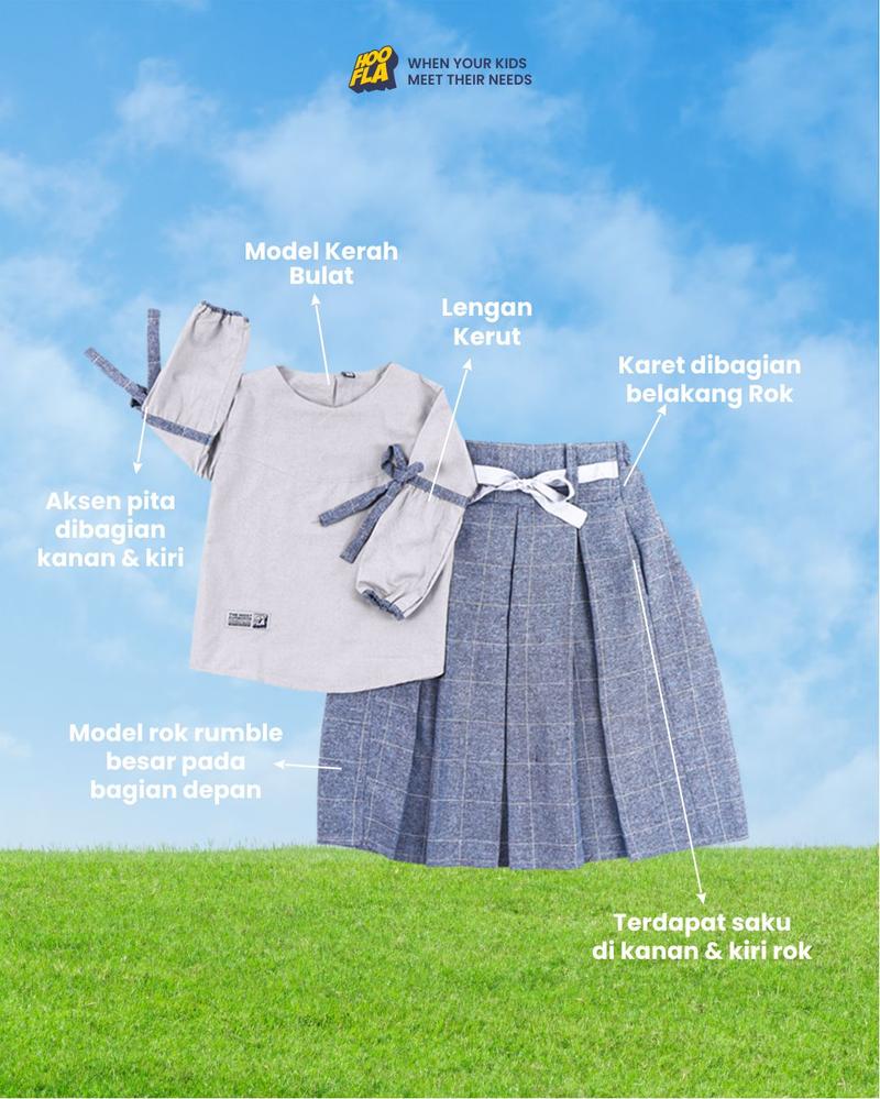 Product Introduction of Hoofla Kids - Setelan Blouse dan Rok Naura Anak Perempuan 3-12 Tahun Maroon Navy Syari Elegan Lebaran Crinkle - Muslim, Gamis 2