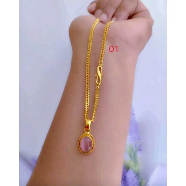 kalung titanium liontin batu