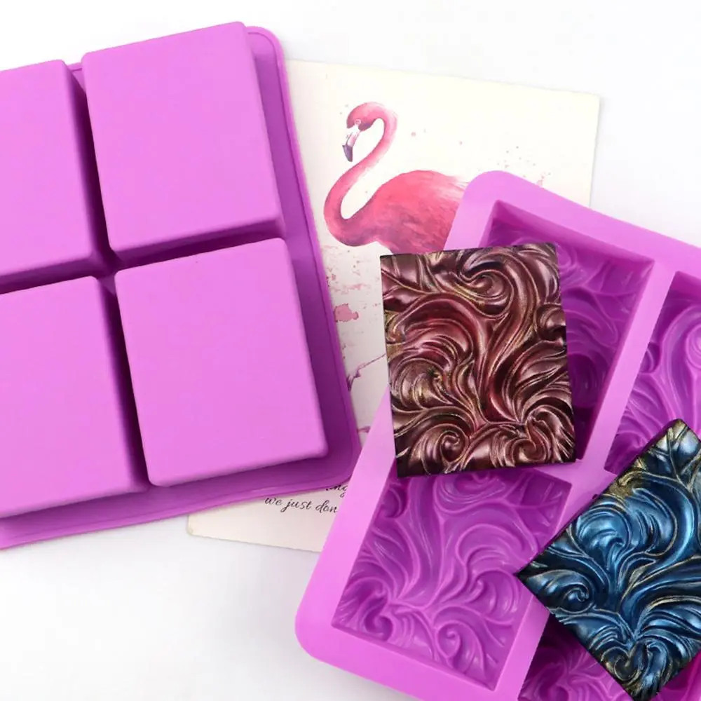4-cavity Wavy Flower Shaped Silicone Soap Mold, 1 Count DIY Handmade Soap Mold, Cake Mold, Essential Oil Soap Mold