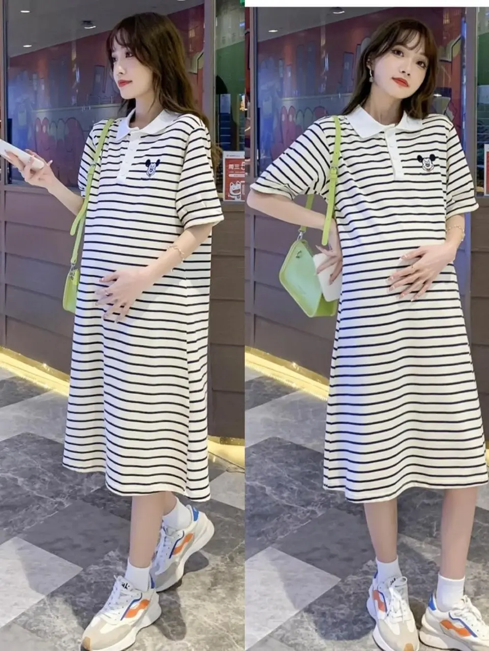 Siêu xinh-Váy Bầu thiết kế dáng suông kẻ 2 màu chất cotton trẻ trung dễ mặc đi là đi chơi,đi du lịch, làm quà tặng