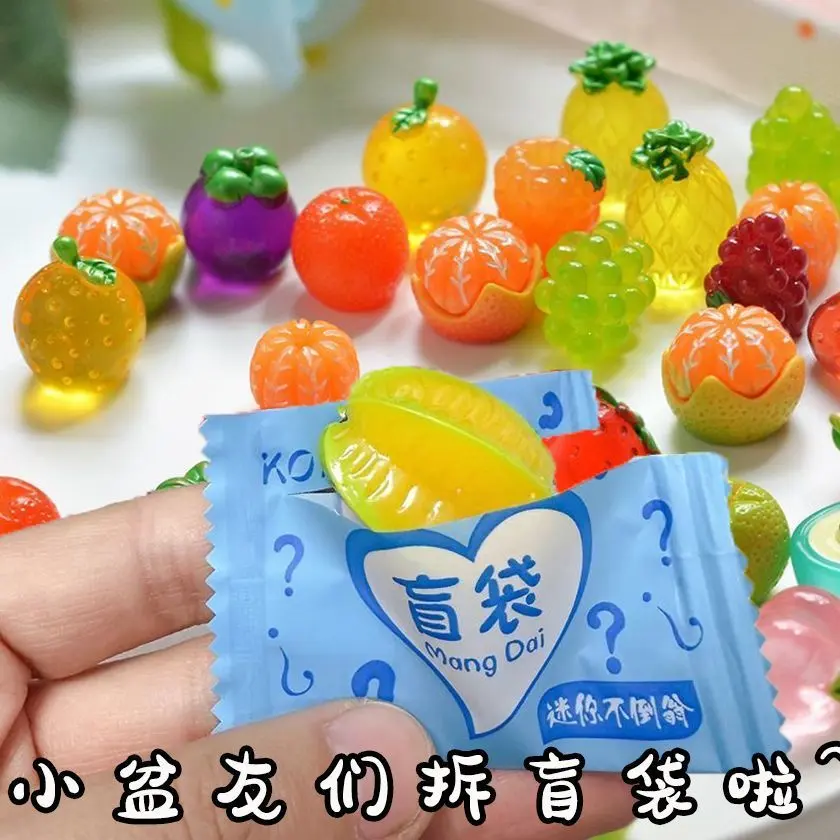 Túi Mù Trái Cây, Chất Liệu Resin, Bán Ba Chiều, Trong Suốt, Phát Sáng, Trái Cây Mô Phỏng, Dâu, Dứa, Trái Cây Mù