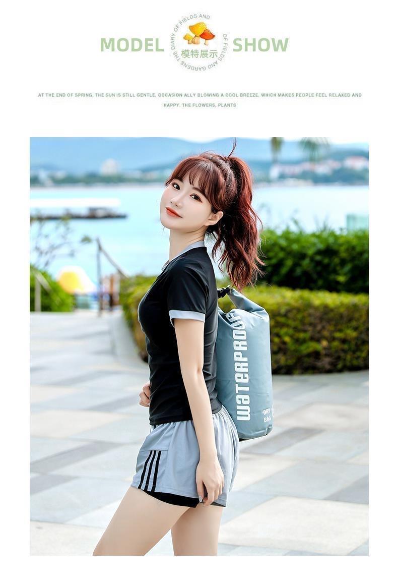 Product Introduction of Two-piece Swimsuit for Women with Short Sleeve Belly Cover and Thin Sports Spa 34