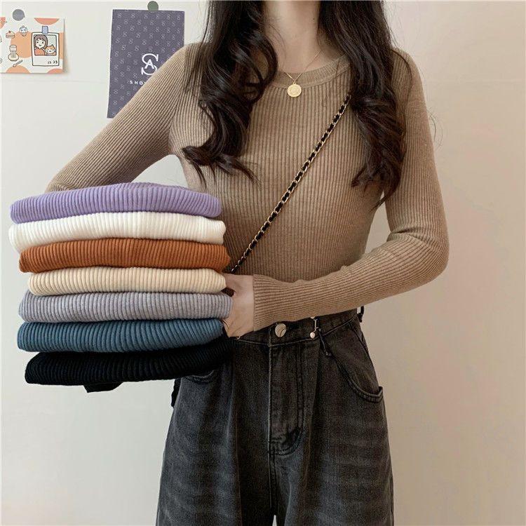 Product Introduction of Áo Len Đáy Bên Trong Trơn Mùa Đông, Phong Cách Hàn Quốc Mới, Kẻ Sọc Chìm, Cổ Tròn, Dài Tay, Thời Trang, Dành Cho Nữ Women Top 3