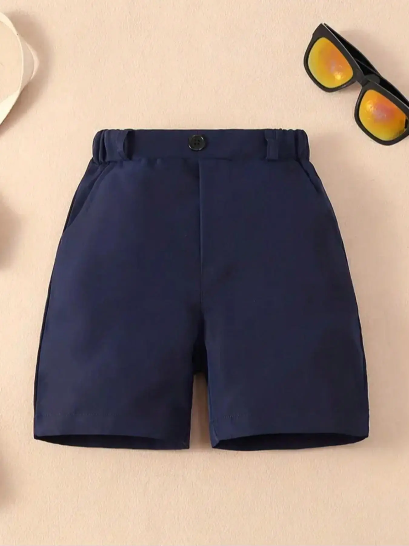 Toddler Boy's Solid Color Pocket Elastic Waist Shorts, Casual Comfy Shorts for Summer, Kids Bottoms for Daily Wear
