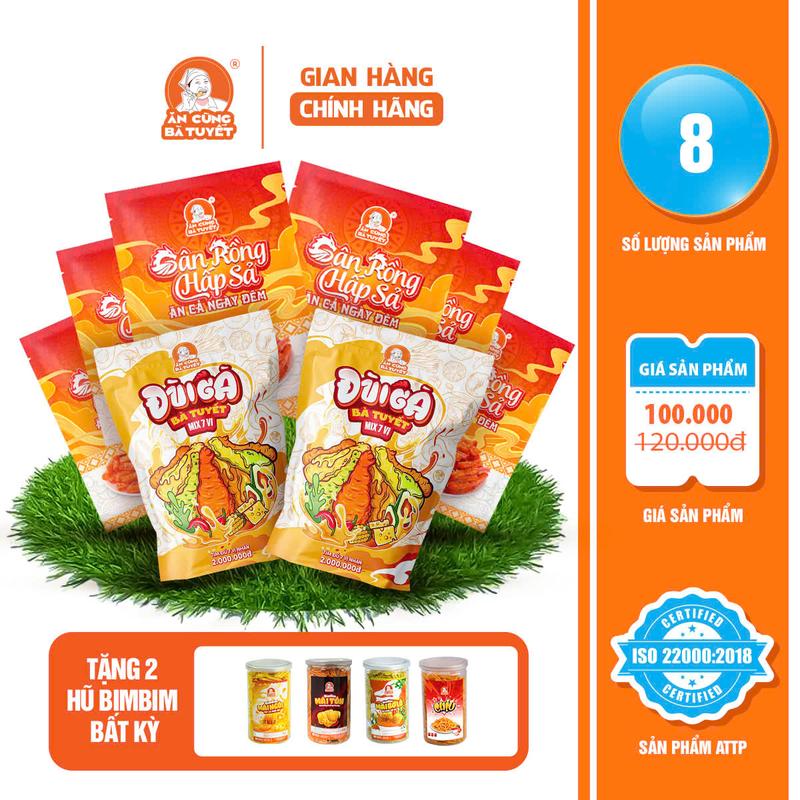 combo 2 gói đùi gà mix 7 vị+ 6 gân rồng tặng 2 bimbim vị bất kì - ĂN CÙNG BÀ TUYẾT