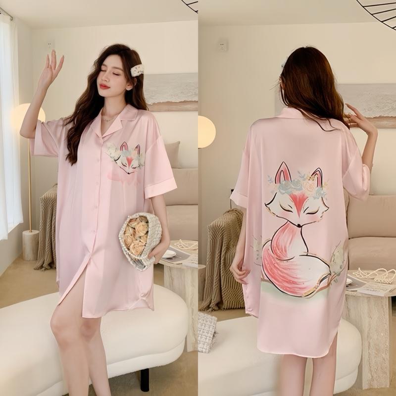 Hisexy Váy ngủ Sơ mi lụa latin sơmi pijama in 3D cao cấp vải mềm mịn mát SM16 3