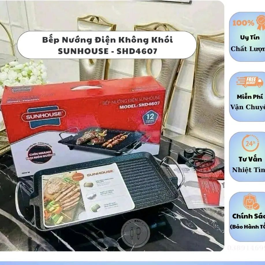 Bếp nướng điện không khói SUNHOUSE Bếp nướng điện 1500w Nướng Thịt Bếp Điện bếp  điện
