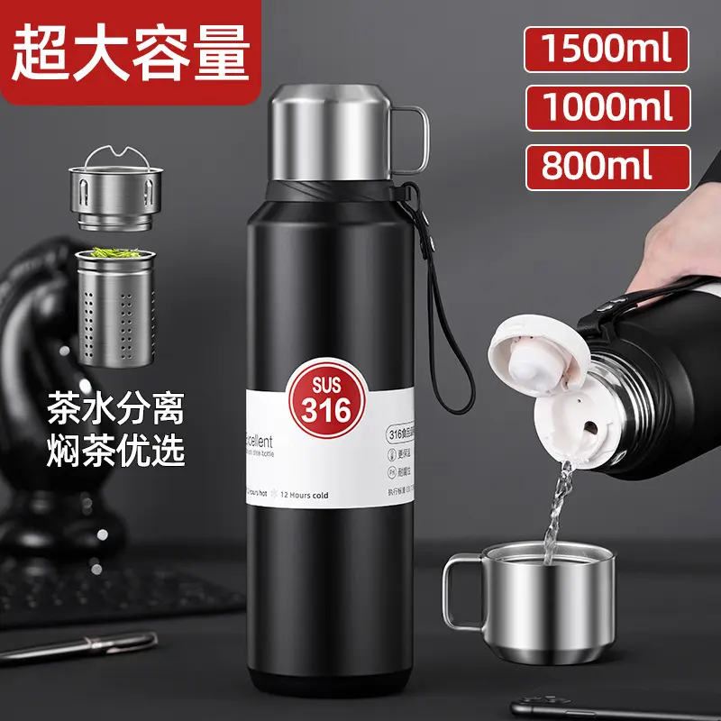 Bình Nước Dung Tích Lớn, Thép Không Gỉ 316, Có Tay Cầm, Cốc Thẳng Cầm Tay Thích Hợp Cho Thể Dục Và Thể Thao Ngoài Trời, Cốc Cách Nhiệt, Hàng Mới Về