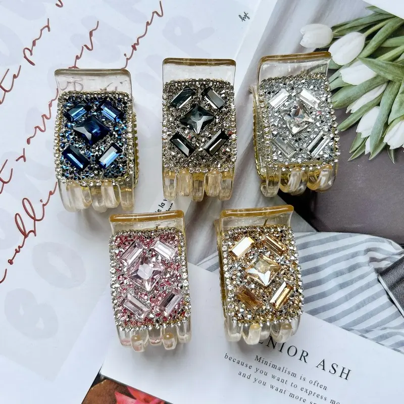 Kẹp càng cua 5 răng mix hai loại đá tinh tế lấp lánh phong cách mới mẻ sang trọng cho nữ phụ  kientoc Cài Tóc Women Voi