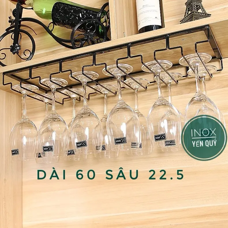 30/40/50/60/70/80cm Giá Treo Ly Rượu Vang Gắn Tủ Bếp Tiện Lợi màu đen và màu vàng 0