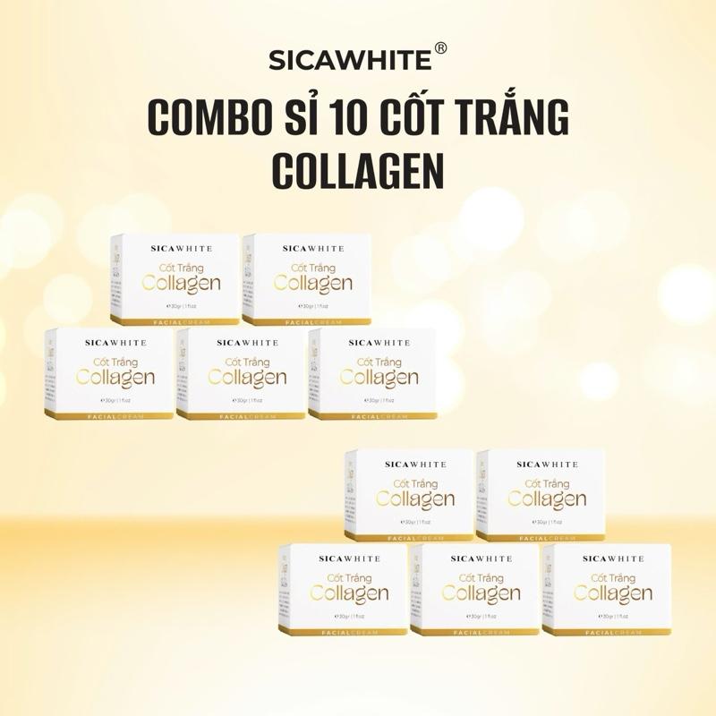  Combo 10 Hộp Kem Cốt Trắng Collagen 30gr   Kèm 10 Serum Meso Collagen 5ml   - Hỗ Trợ Chăm Sóc Da Nám - Hỗ Trợ Da Không Đều Màu 