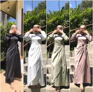 ADEEVA - New Arabell Dress Satin Premium Fashion Kekinian Belah Samping Gamis MuslimLebaran Pesta Kondangan