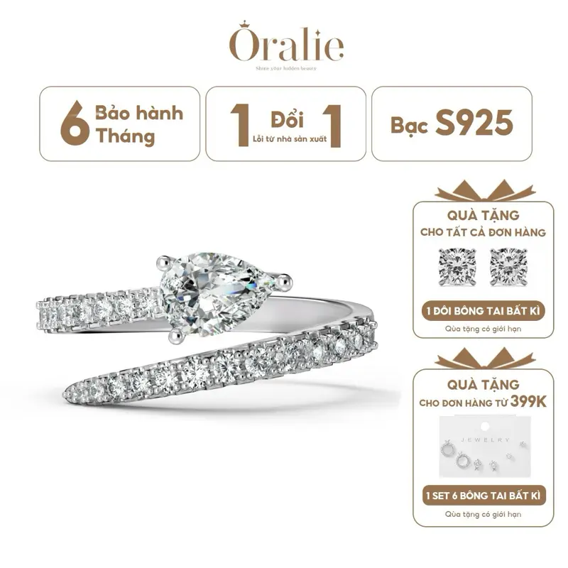 [ORALIE] The Alana Ring- Nhẫn bạc S925 đính đá với thiết kế xoáy tròn