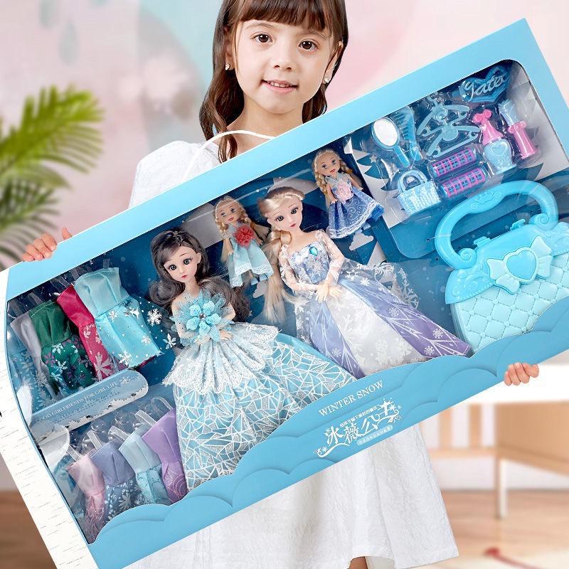 Bộ Đồ Chơi Búp Bê Elsa , Búp Bê Barbi Cỡ Lớn, Búp Bê Thay Váy, Vali Trang Điểm Cho Bé Toy