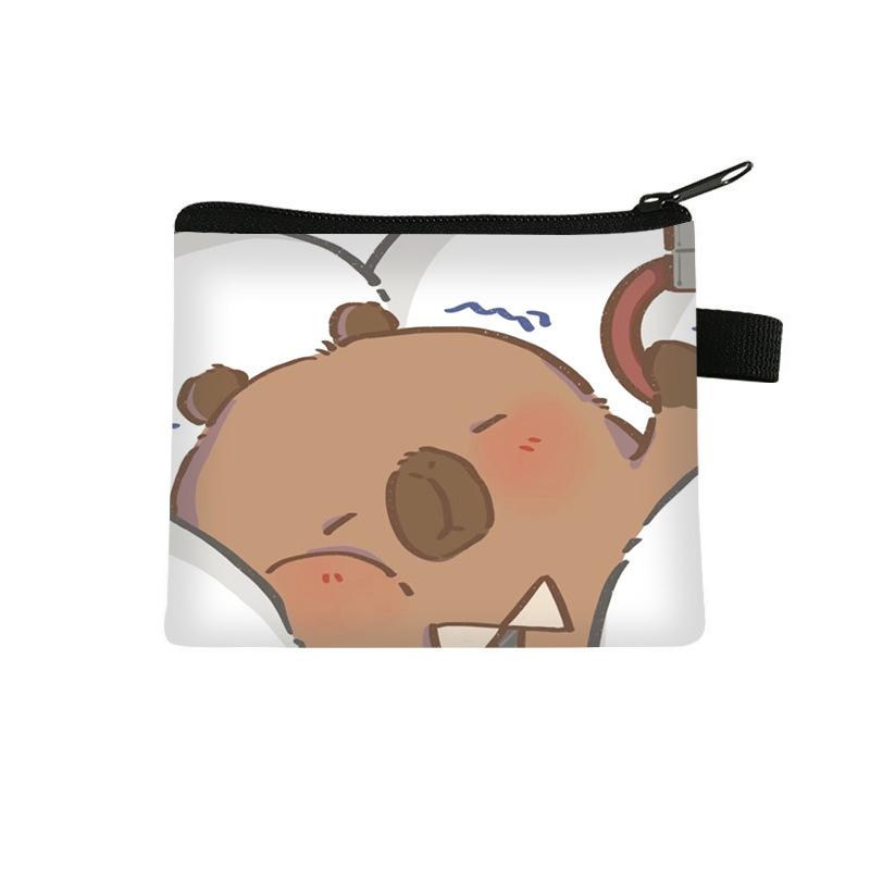 2024 Capibala coin purse, children's student printed polyester card bag, simple and fashionable headphone bag, storage bag 6