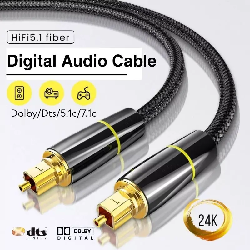 Cáp quang âm thanh kỹ thuật số vô tận, mạ vàng 24K, Dolby số 7.1 Toslink âm thanh nổi sợi quang SPDIF, TV LED HIFI Cao Su