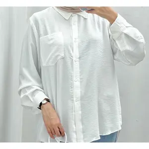 Kemeja Crinkle Oversized Olivia Shirt kekinian Putih Airflow Atasan Fit Oversize