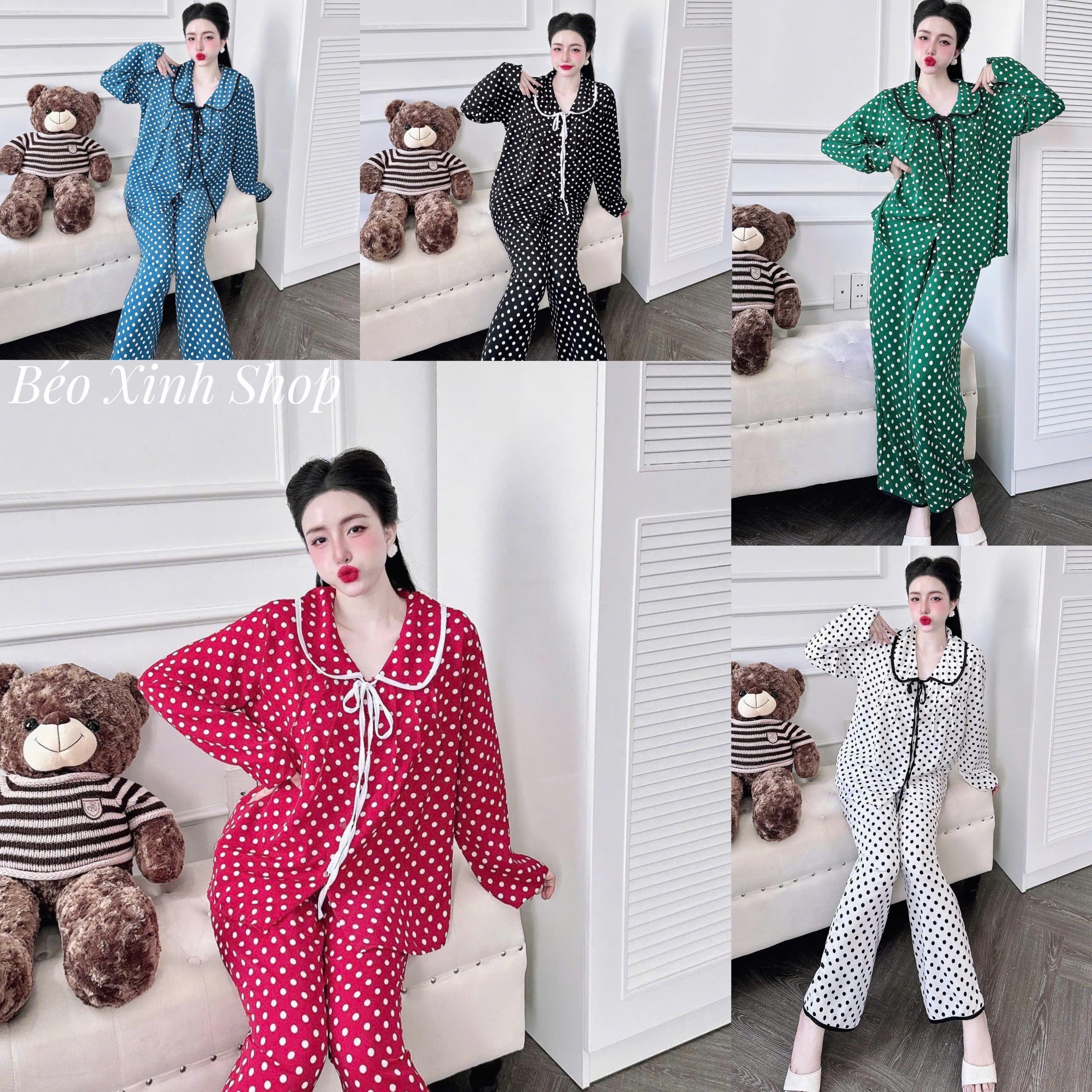 Đồ Bộ - Đồ Ngủ Quần Áo Vải Lụa Măng Gồ Tay Dài Quần Dài Pijama Bigsize 50-100kg Nữ Pants Lịch Quần Ngủ - A.5620