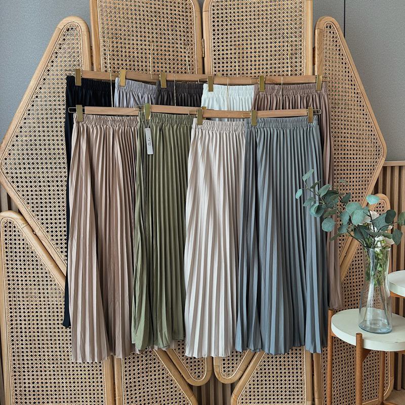Oclo Plare Skirt Rok Wanita Flare Plisket Murah Casual Basic Dailywear 6